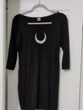 Black Crescent Moon Mushroom Fairy Mini Dress